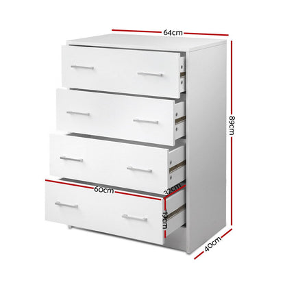 Artiss 4 Chest of Drawers - ANDES White - Cosy Abode