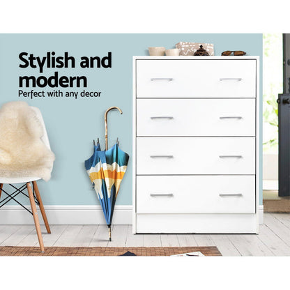 Artiss 4 Chest of Drawers - ANDES White - Cosy Abode