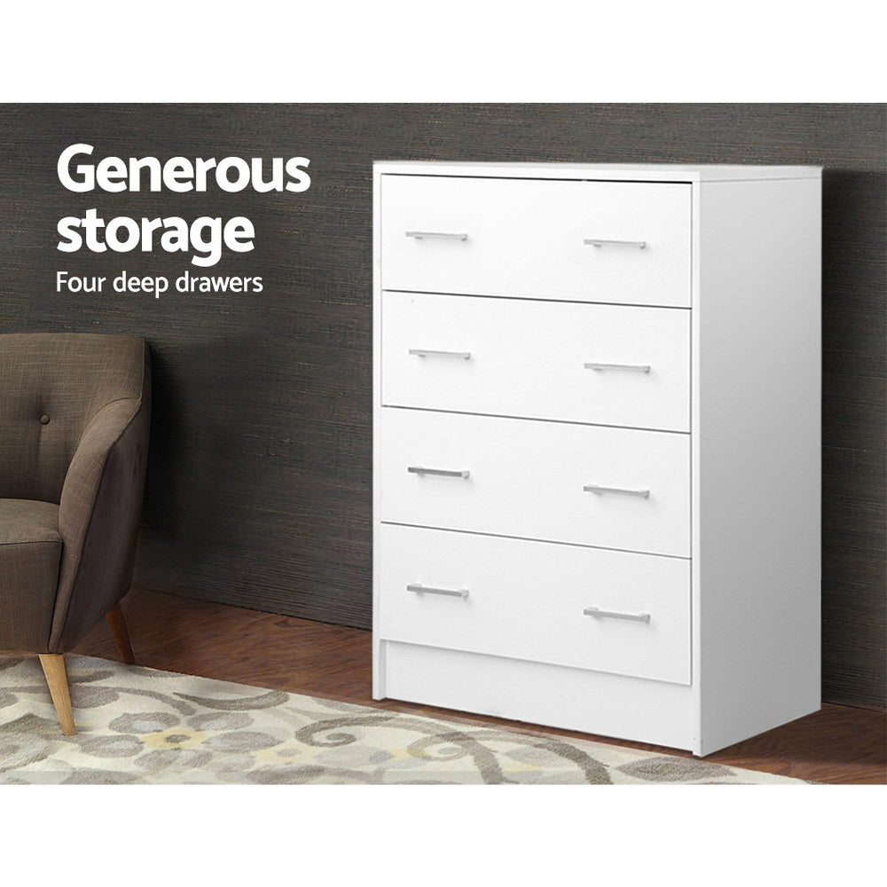 Artiss 4 Chest of Drawers - ANDES White - Cosy Abode