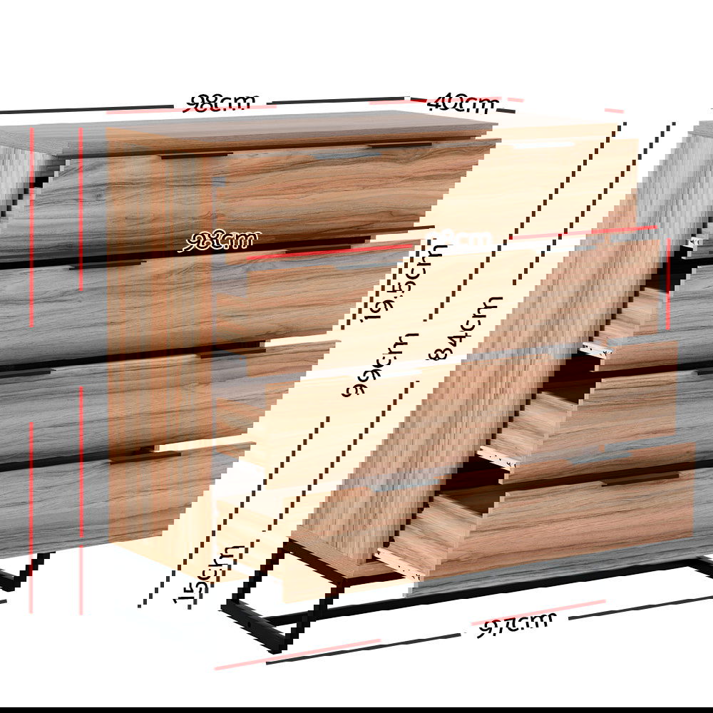 Artiss 4 Chest of Drawers Cabinet Dresser Table Tallboy Storage Bedroom Rust Oak - Cosy Abode