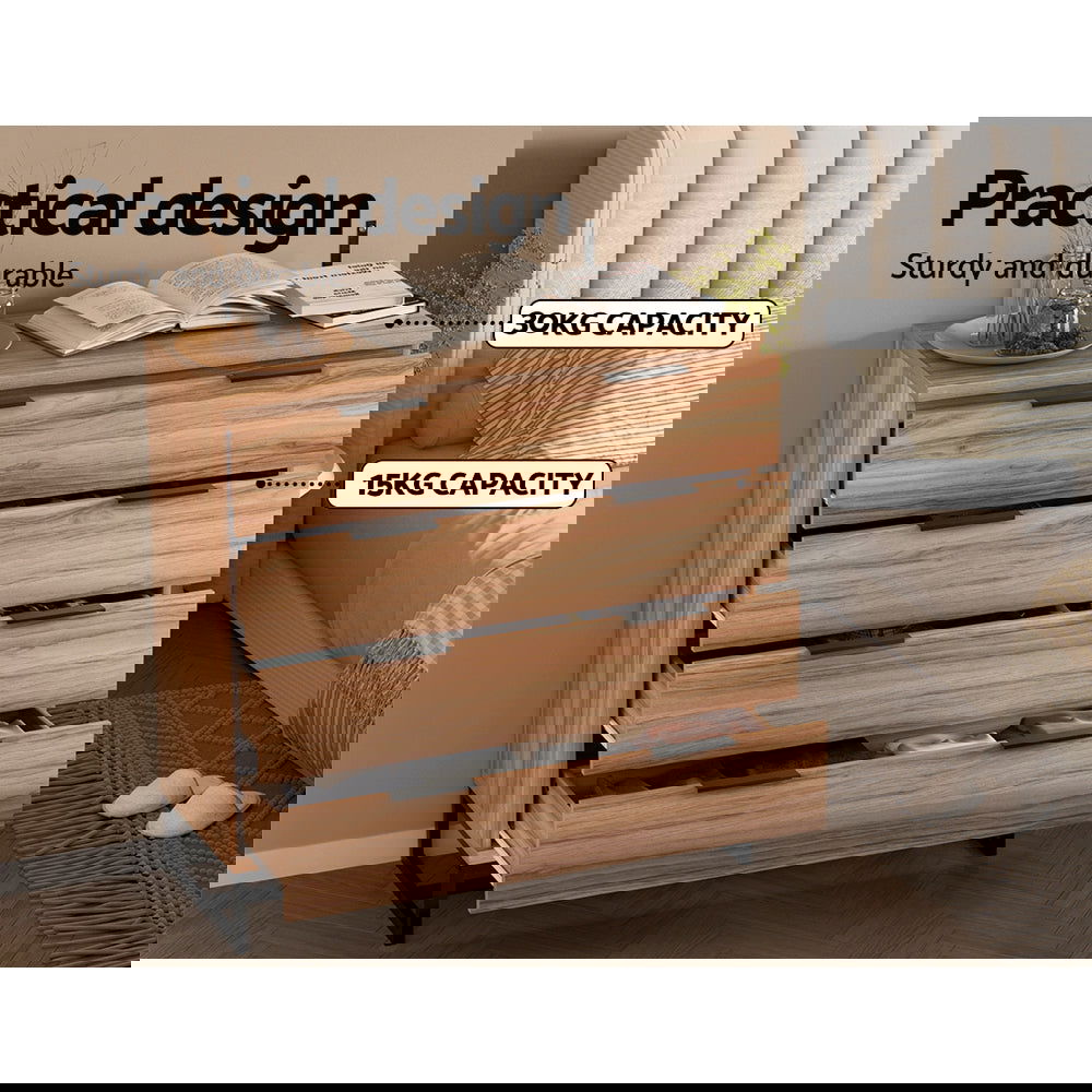 Artiss 4 Chest of Drawers Cabinet Dresser Table Tallboy Storage Bedroom Rust Oak - Cosy Abode