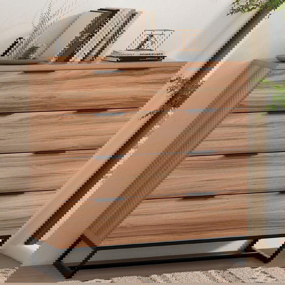 Artiss 4 Chest of Drawers Cabinet Dresser Table Tallboy Storage Bedroom Rust Oak - Cosy Abode