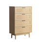 Artiss 4 Chest of Drawers Rattan Tallboy Pine - BRIONY - Cosy Abode