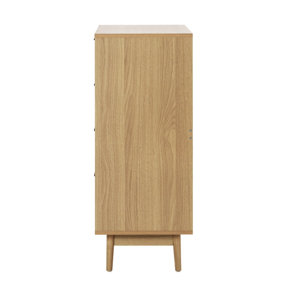 Artiss 4 Chest of Drawers Rattan Tallboy Pine - BRIONY - Cosy Abode