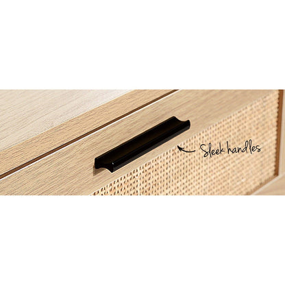 Artiss 4 Chest of Drawers Rattan Tallboy Pine - BRIONY - Cosy Abode