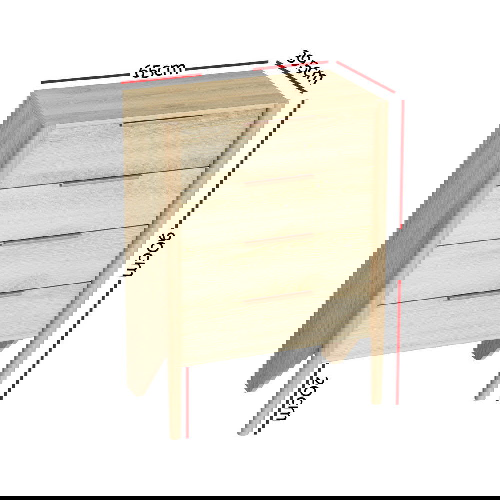 Artiss 4 Chest of Drawers Tallboy - INEZ Pine - Cosy Abode