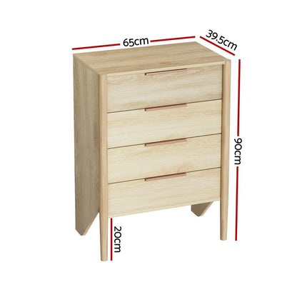 Artiss 4 Chest of Drawers Tallboy - INEZ Pine - Cosy Abode