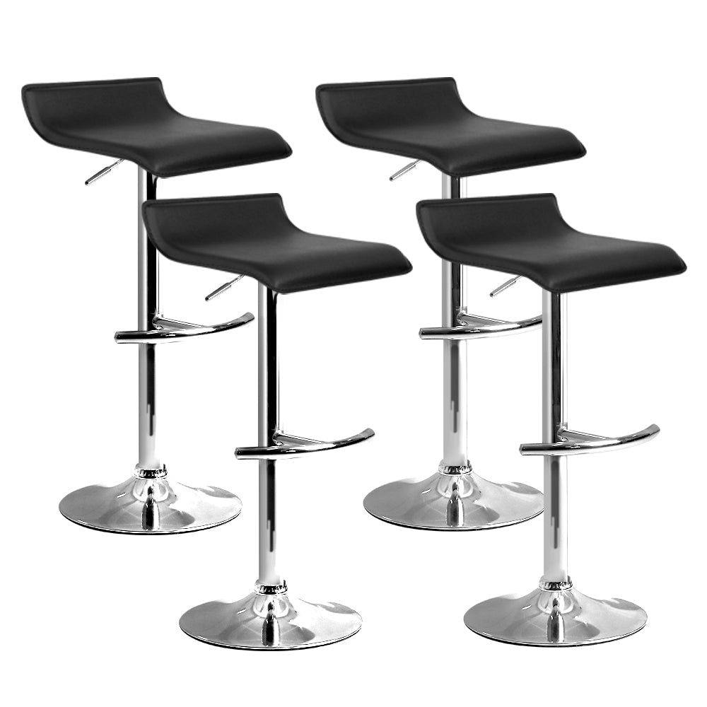 Artiss 4x Bar Stools Adjustable Gas Lift Chairs Black - Cosy Abode