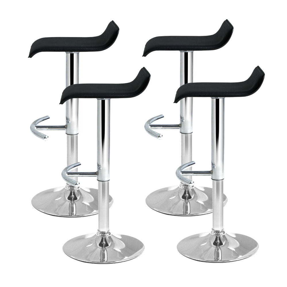 Artiss 4x Bar Stools Adjustable Gas Lift Chairs Black - Cosy Abode