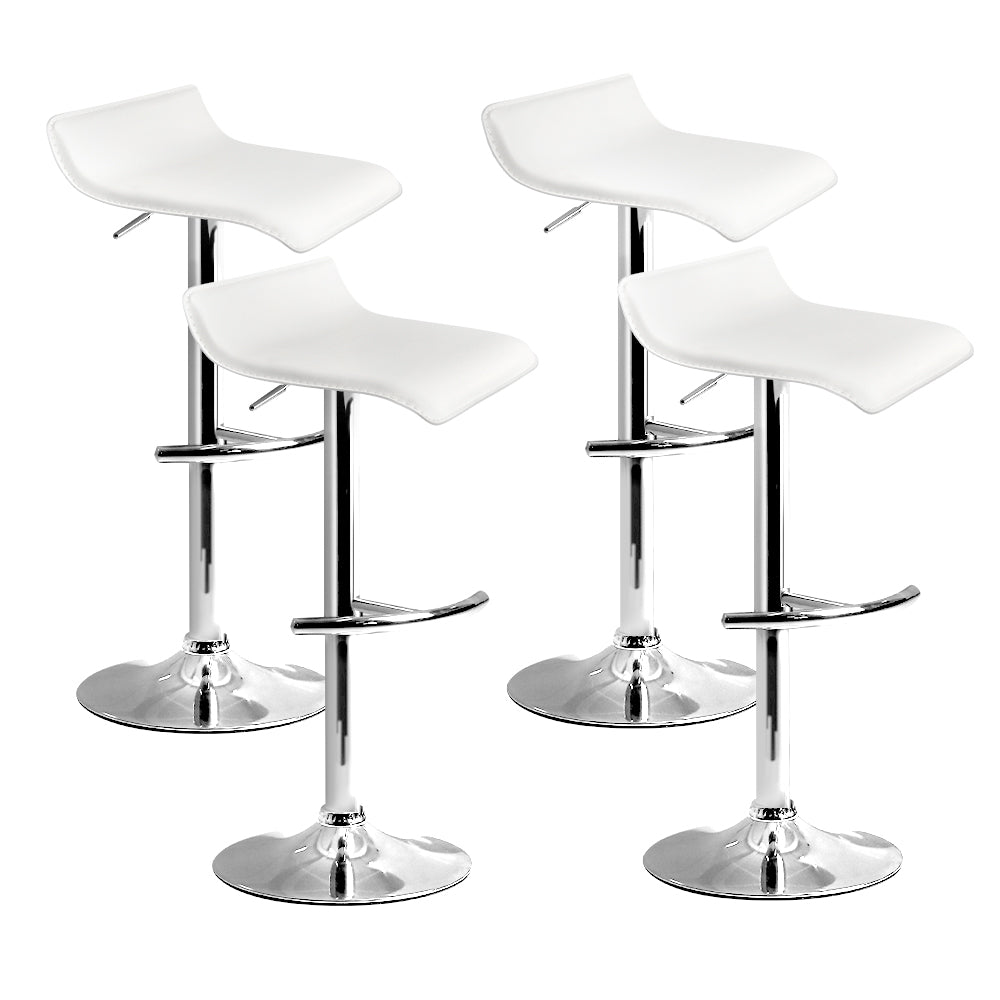 Artiss 4x Bar Stools Adjustable Gas Lift Chairs White - Cosy Abode