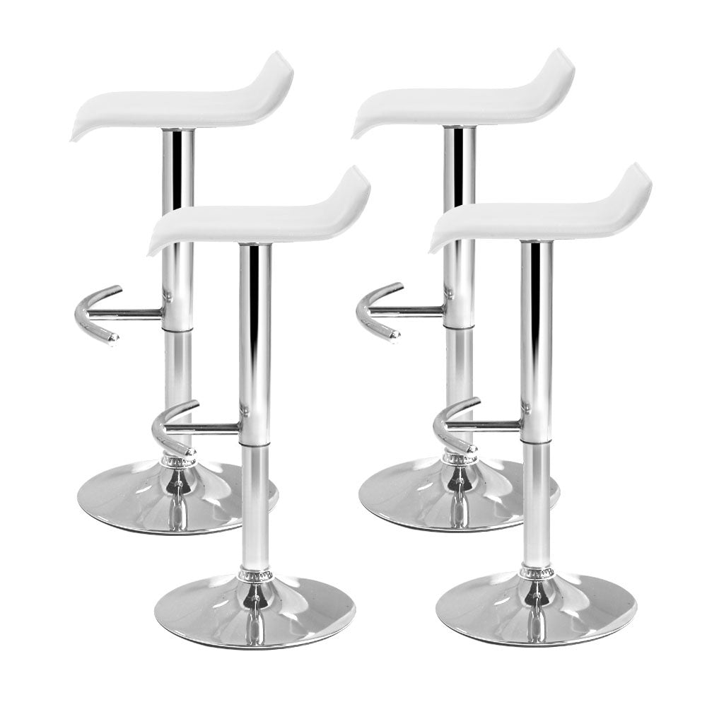 Artiss 4x Bar Stools Adjustable Gas Lift Chairs White - Cosy Abode
