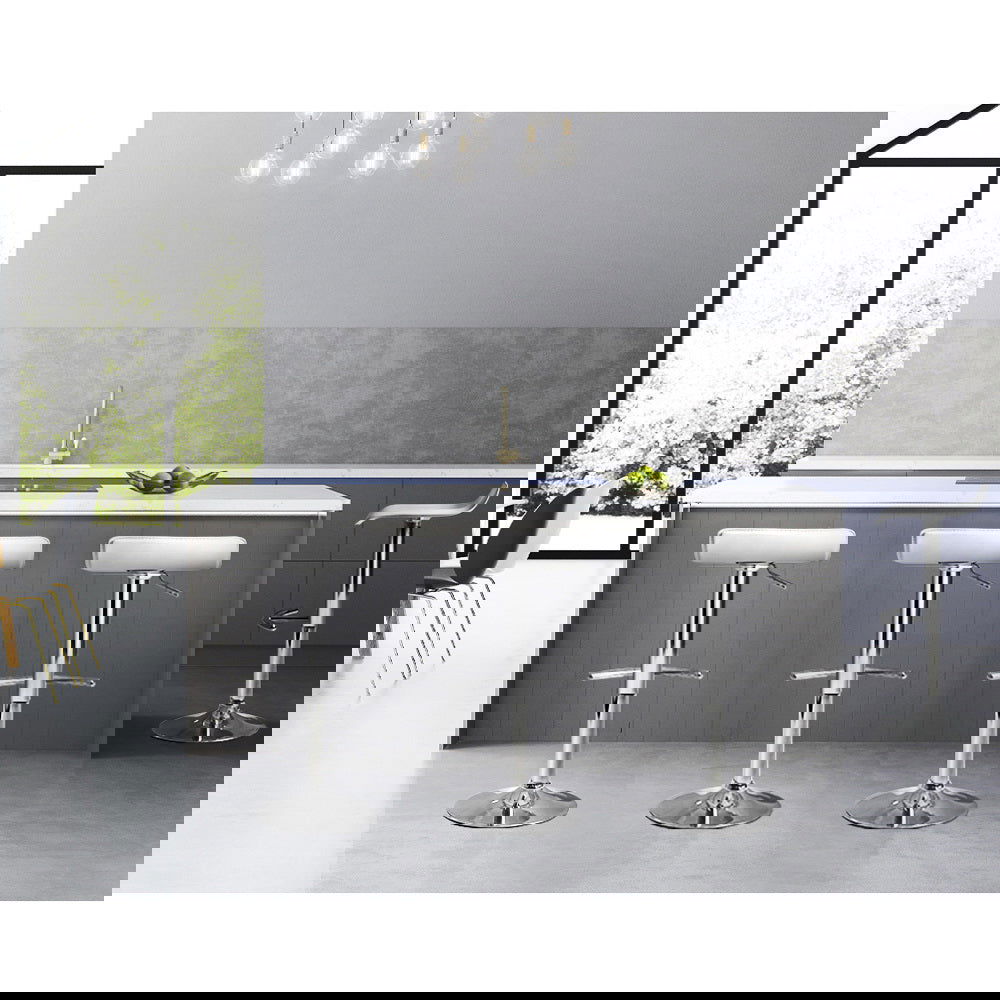 Artiss 4x Bar Stools Adjustable Gas Lift Chairs White - Cosy Abode