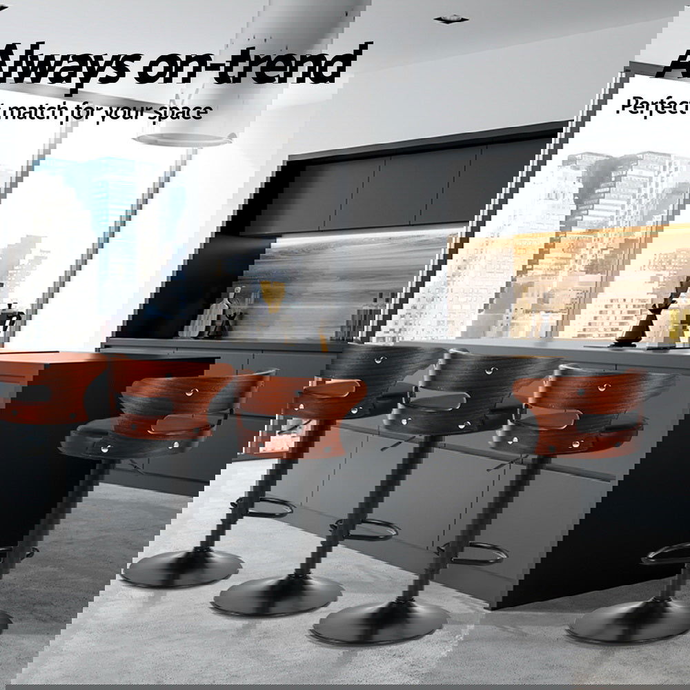 Artiss 4x Bar Stools Gas Lift Faux Leather - Cosy Abode