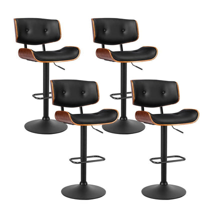 Artiss 4x Bar Stools Gas Lift Leather All Black - Cosy Abode