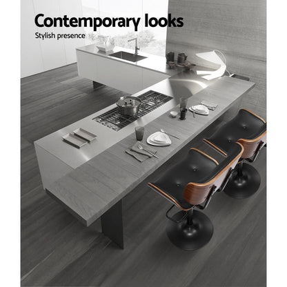 Artiss 4x Bar Stools Gas Lift Leather All Black - Cosy Abode