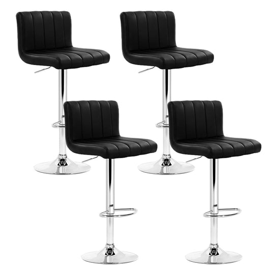 Artiss 4x Bar Stools Gas Lift Leather Black - Cosy Abode