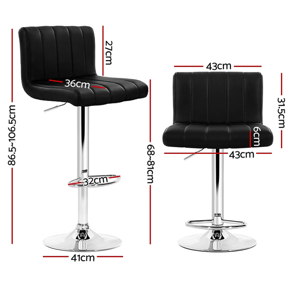 Artiss 4x Bar Stools Gas Lift Leather Black - Cosy Abode
