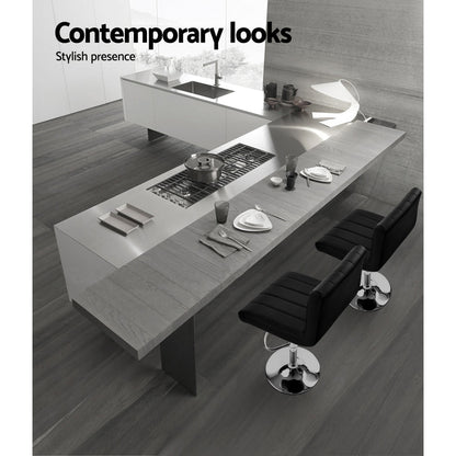 Artiss 4x Bar Stools Gas Lift Leather Black - Cosy Abode