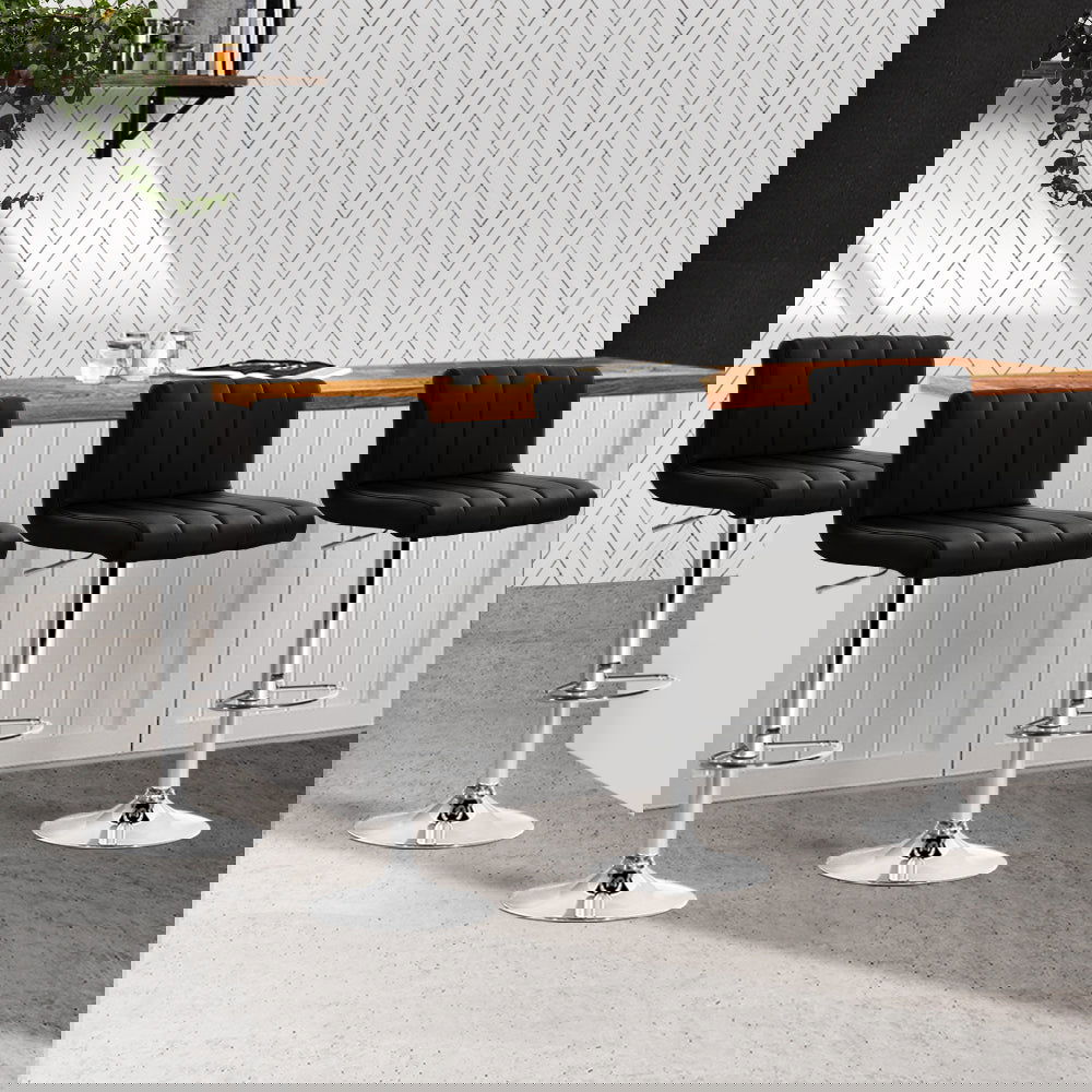 Artiss 4x Bar Stools Gas Lift Leather Black - Cosy Abode