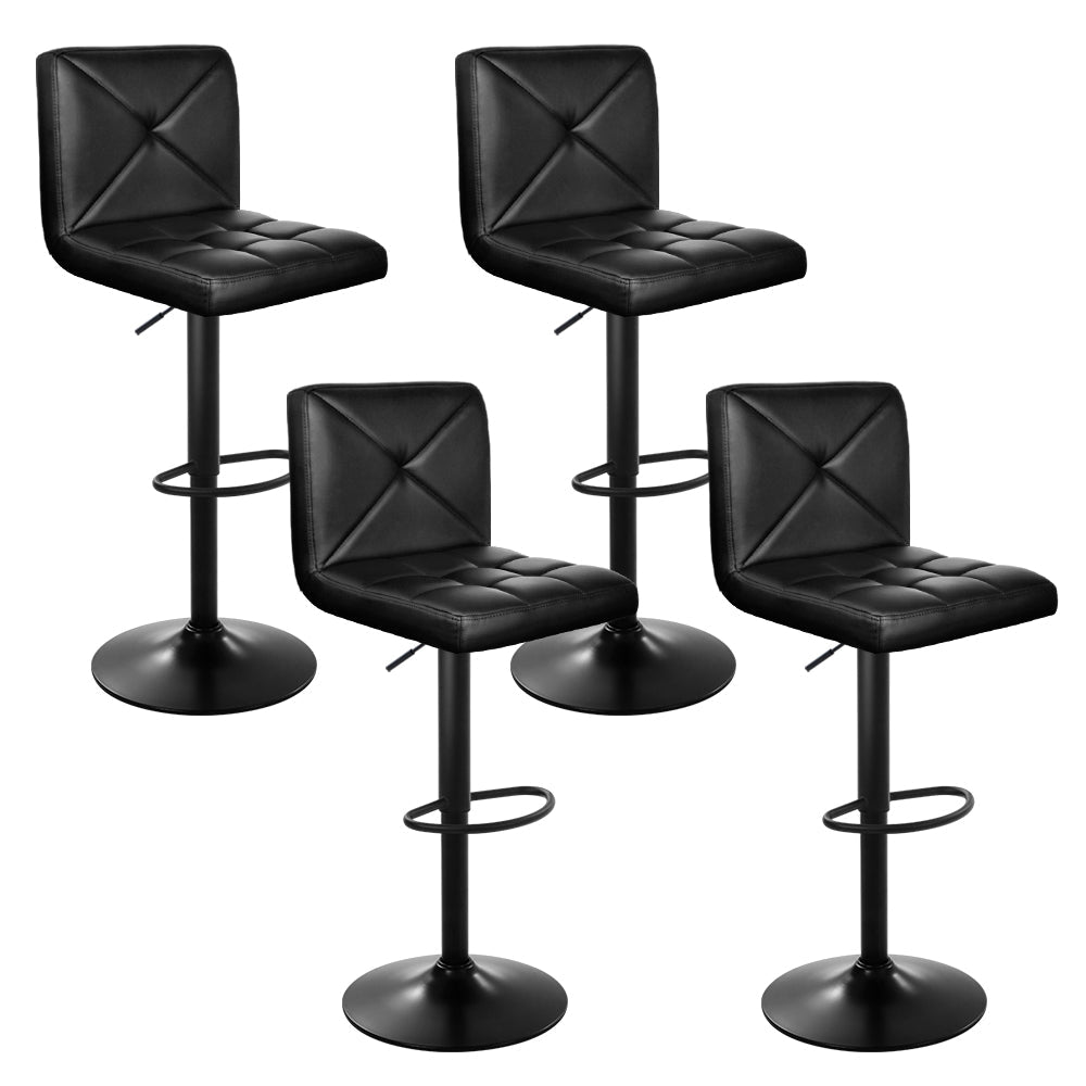 Artiss 4x Bar Stools Gas Lift Leather Chair Black - Cosy Abode