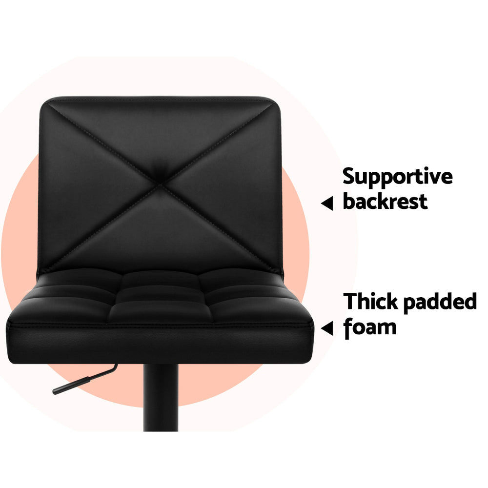 Artiss 4x Bar Stools Gas Lift Leather Chair Black - Cosy Abode