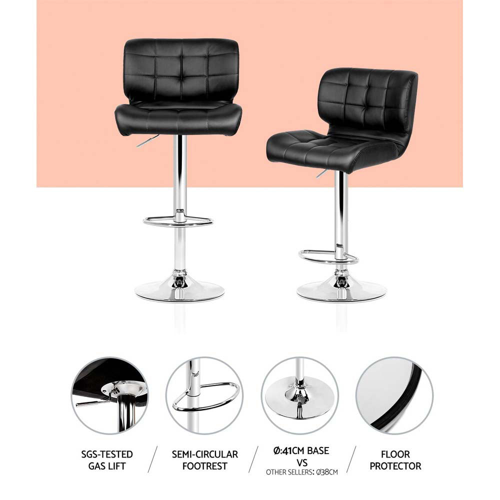 Artiss 4x Bar Stools Gas Lift Leather Padded Black - Cosy Abode