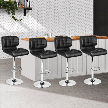 Artiss 4x Bar Stools Gas Lift Leather Padded Black - Cosy Abode