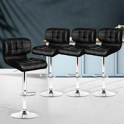 Artiss 4x Bar Stools Gas Lift Leather Padded Black - Cosy Abode