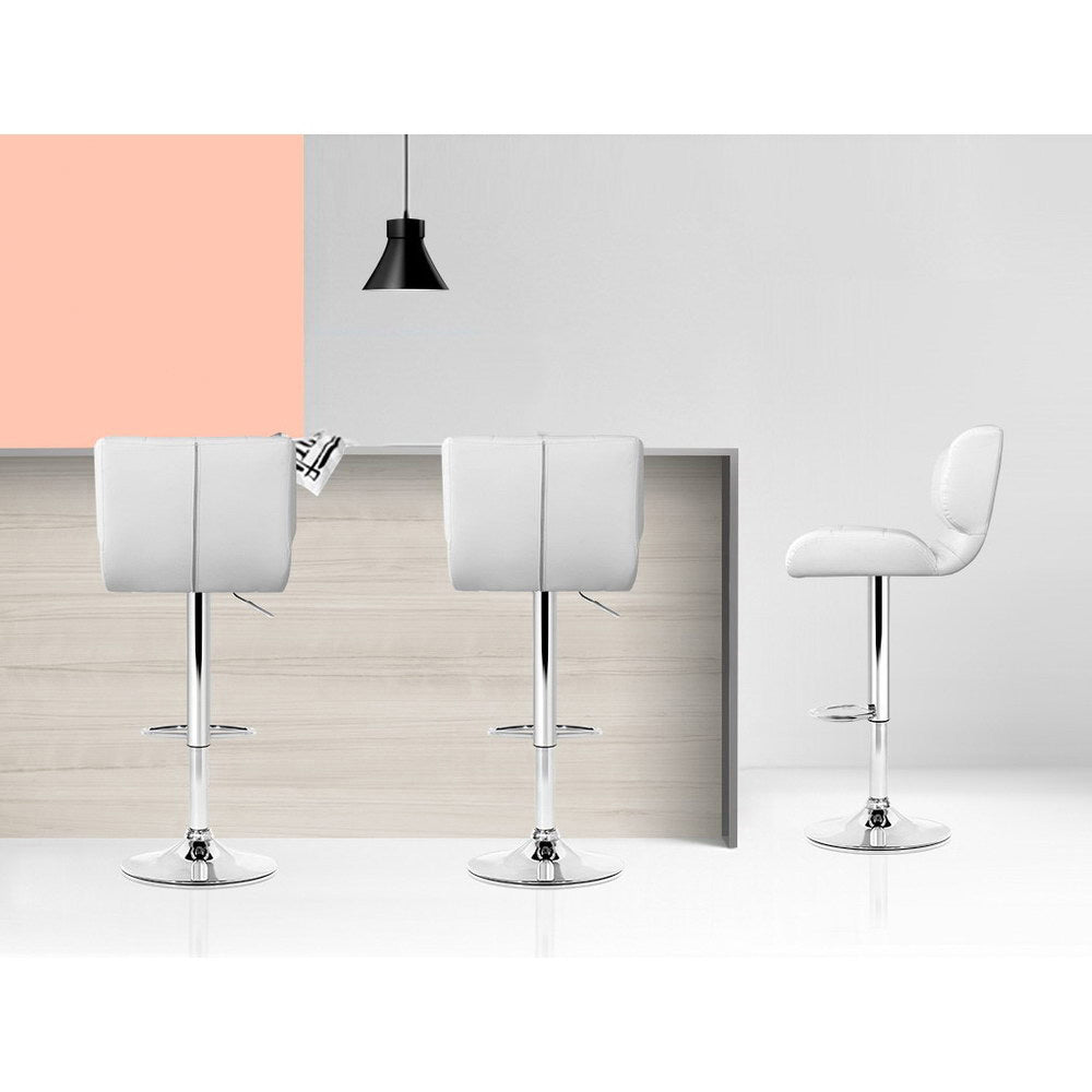 Artiss 4x Bar Stools Gas Lift Leather Padded White - Cosy Abode