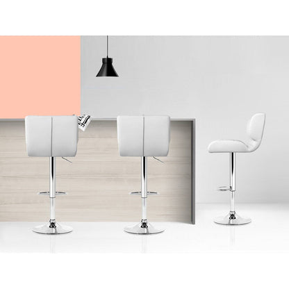 Artiss 4x Bar Stools Gas Lift Leather Padded White - Cosy Abode