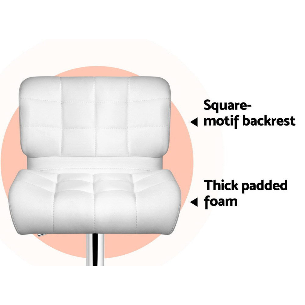 Artiss 4x Bar Stools Gas Lift Leather Padded White - Cosy Abode