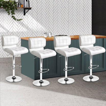 Artiss 4x Bar Stools Gas Lift Leather Padded White - Cosy Abode