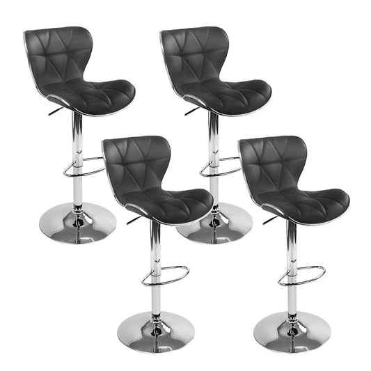 Artiss 4x Bar Stools Gas Lift Leather Seat Black - Cosy Abode
