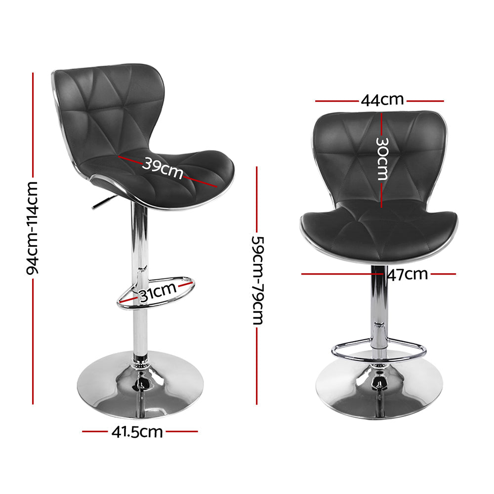 Artiss 4x Bar Stools Gas Lift Leather Seat Black - Cosy Abode