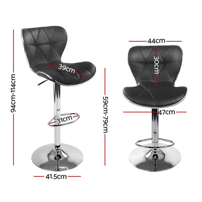 Artiss 4x Bar Stools Gas Lift Leather Seat Black - Cosy Abode