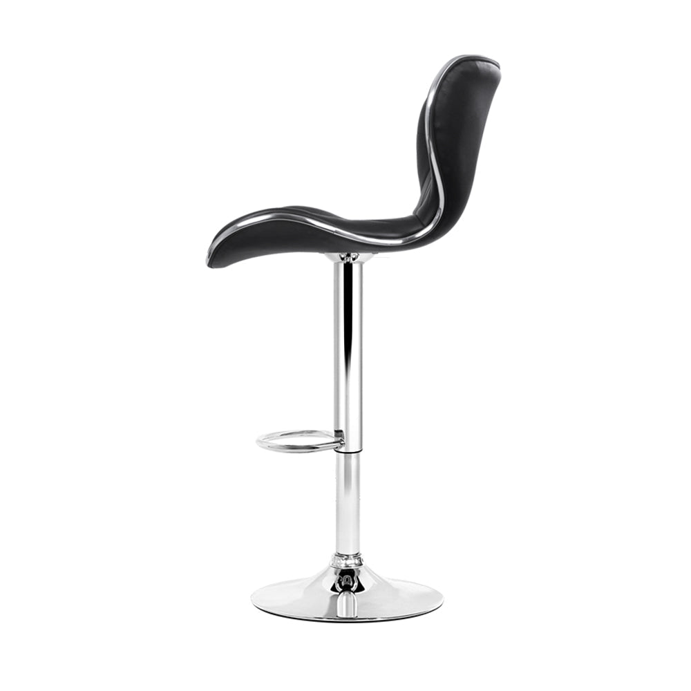 Artiss 4x Bar Stools Gas Lift Leather Seat Black - Cosy Abode