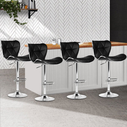 Artiss 4x Bar Stools Gas Lift Leather Seat Black - Cosy Abode