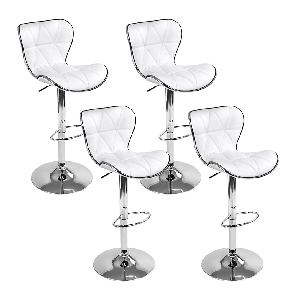 Artiss 4x Bar Stools Gas Lift Leather Seat White - Cosy Abode