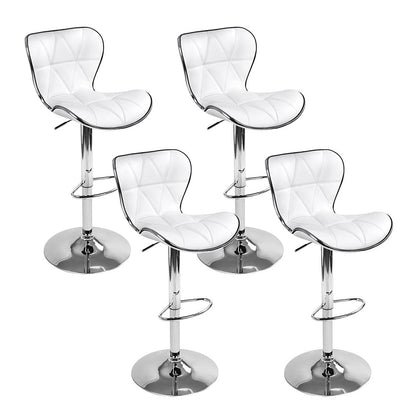 Artiss 4x Bar Stools Gas Lift Leather Seat White - Cosy Abode