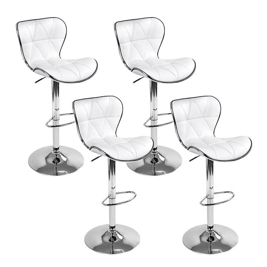 Artiss 4x Bar Stools Gas Lift Leather Seat White - Cosy Abode
