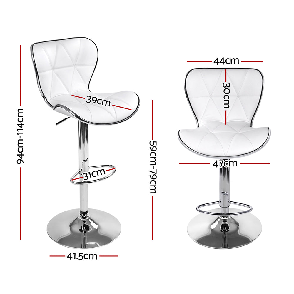Artiss 4x Bar Stools Gas Lift Leather Seat White - Cosy Abode