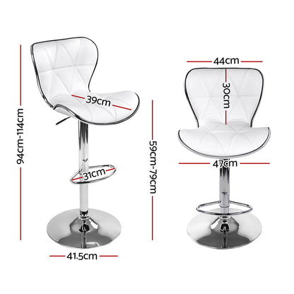 Artiss 4x Bar Stools Gas Lift Leather Seat White - Cosy Abode