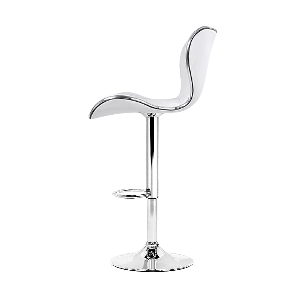 Artiss 4x Bar Stools Gas Lift Leather Seat White - Cosy Abode