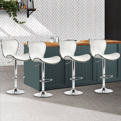 Artiss 4x Bar Stools Gas Lift Leather Seat White - Cosy Abode