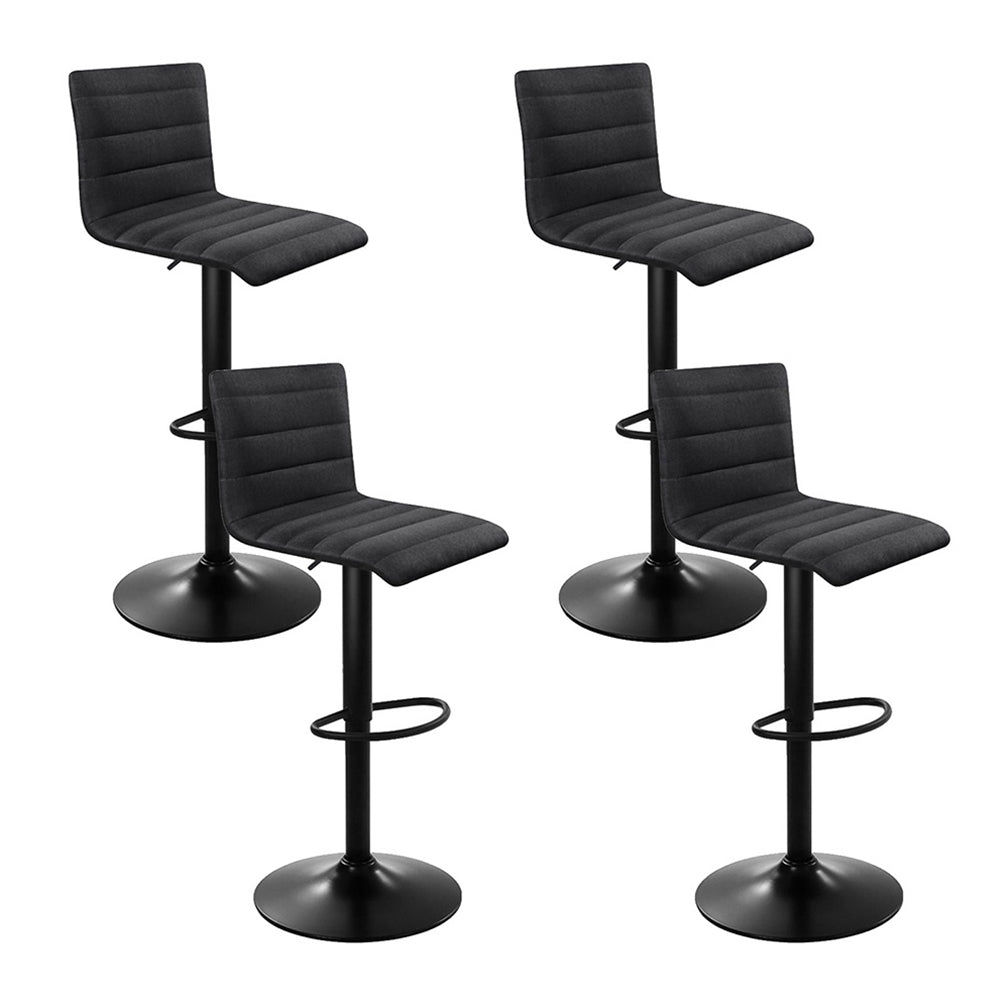 Artiss 4x Bar Stools Gas Lift Linen Fabric Black - Cosy Abode