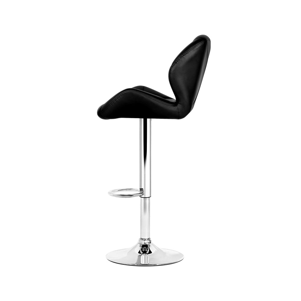 Artiss 4x Bar Stools Gas Lift Padded Leather Black - Cosy Abode