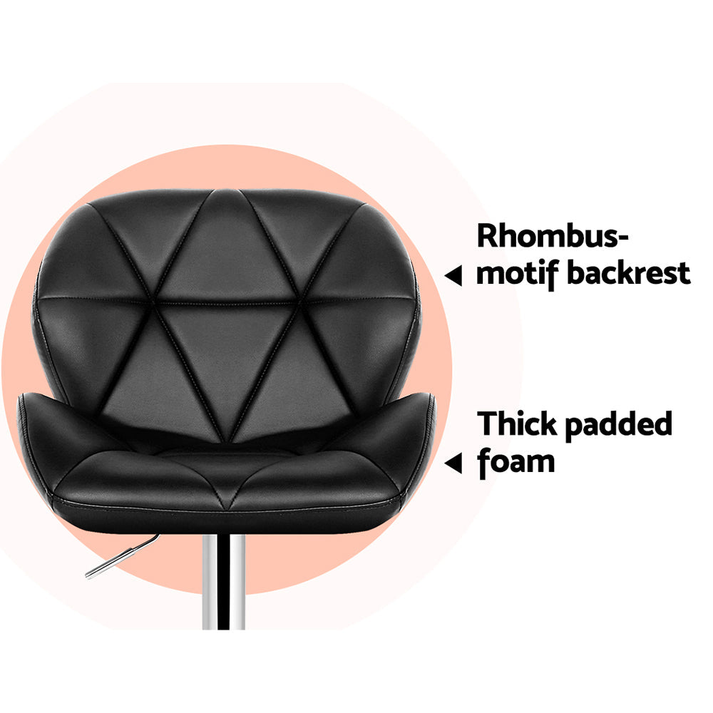 Artiss 4x Bar Stools Gas Lift Padded Leather Black - Cosy Abode