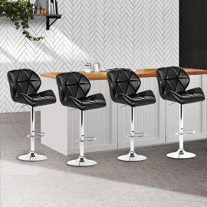 Artiss 4x Bar Stools Gas Lift Padded Leather Black - Cosy Abode