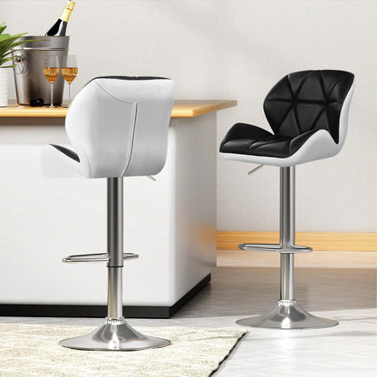 Artiss 4x Bar Stools Gas Lift Padded Leather Black & White - Cosy Abode