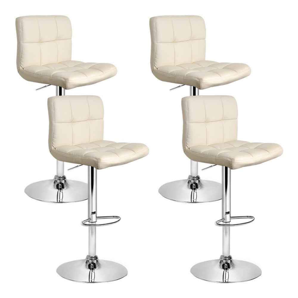 Artiss 4x Bar Stools Leather Gas Lift Beige - Cosy Abode